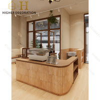 Vitrine d'exposition en bois avec éclairage LED personnalisé, vitrine haut de gamme pour café, pour boutique