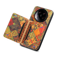Étui de téléphone avec support adhésif en liège à motif floral irrégulier, protection antichoc, compatible avec les séries Xiaomi 14 / 13 / Redmi K60