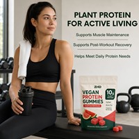 Gomitas de Proteína Veganas Personalizadas OEM ODM |   Proteína Vegetal de Marca Privada 10g |   Mezcla de Proteína de Soya y Arroz |   120 Gomitas