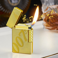 Briquet DEBANG anti-chute en alliage de zinc, rechargeable, coupe-vent, à flamme ouverte oblique, allumage latéral, support gaz butane