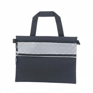 Borsa Portadocumenti Nera con Scomparto a Rete Argentato con Cerniera, Borsa da Lavoro - Product Image 2