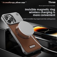 Étui de protection de luxe sans bordure pour Apple 15 15 Plus PC Aromathérapie Cuir Magnétique Boîte de téléphone en bois Antichoc Emballé
