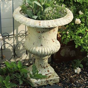 Grands pots de fleurs en pierre moulée de style européen vintage, jardinière, décor de jardin, revêtement en poudre, sans danger pour la maison, le centre commercial - Product Image 2