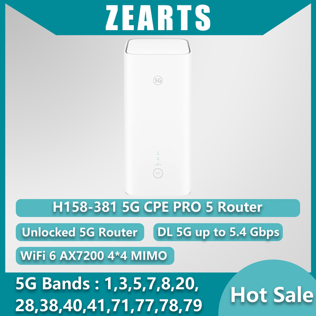 H158-381 5G CPE Pro 5 WIFI 6 Router 7200mbps Dual band Slot 5G modem Box H158 (99.99%new )
