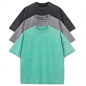Camiseta para Hombre con Lavado Ácido, Estilo Vintage, 100% Algodón, Ecológica, Transpirable, Ligera, 280g, Teñido Liso, Verde, Gris, Negro - Product Image 1