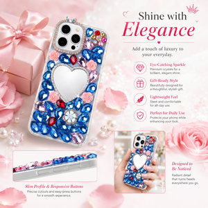 High Quality TPU+PC+Glass Diamond Shockproof Magnetic Ring Holder Phone Case Makeup <b>Mirror</b> for 16/16 Plus/16 Pro/16 Pro - Product Image 2