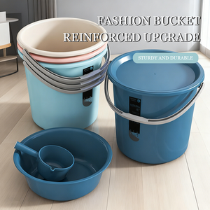 Ensemble de seaux en <span class=keywords><strong>plastique</strong></span> grande capacité, épaissis pour le stockage d'eau domestique, la lessive, le lavabo et le bain en dortoir étudiant. - Product Image 2