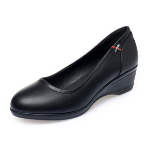 Dernières tendances de la mode, talons compensés confortables pour femmes, en cuir, antidérapants, sexy et chics, <span class=keywords><strong>chaussures</strong></span> de bureau <span class=keywords><strong>noires</strong></span> - Product Image 2