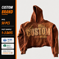 Sweat à capuche personnalisé surdimensionné effet vieilli avec broderie en polycoton