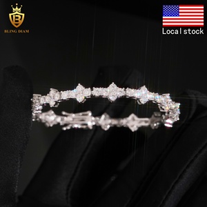 USA Warehouse Fine Jewelry Hot Sale 3mm 925 Silver Moissanite Diamond Hip Hop Star Tennis Chain <strong>Bracelet</strong> For Gift Wedding - Product Image 2