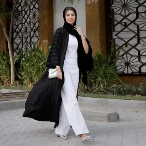 Trung Đông Quần Áo Truyền Thống Dubai Áo Choàng Cổ Điển Phía Trước Mở Cardigan Top Hồi Giáo Saudi Arabic Phụ Nữ Áo Dresses Abaya Kaftan