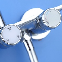 Système de douche en laiton plaqué argent direct d'usine mitigeur de salle de bain exposé en chrome poli pour appartements noyau de vanne en céramique