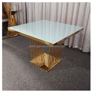 Nuovo <span class=keywords><strong>design</strong></span> di lusso <span class=keywords><strong>rotondo</strong></span> piano in <span class=keywords><strong>vetro</strong></span> oro <span class=keywords><strong>tavolo</strong></span> da sposa in acciaio inossidabile per la decorazione della festa - Product Image 6