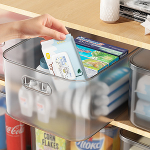 Transparent Plastic Storage <b>Bin</b> 10L-20L Capacity Cabinet Organizer For Household Use With Handle - Product Image 1