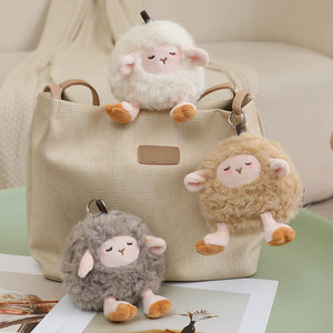 Peluche Realistico di Capra e Agnello, Bambola Imbottita Bianca 10cm, Portachiavi Unisex per Borsa, in Poliestere e Cotone PP - Product Image 2