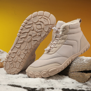 Bottes de neige unisexes, bottines à bout rond, tige synthétique, doublure en fourrure, semelle extérieure en caoutchouc, imperméables, chaudes, antidérapantes pour l'hiver - Product Image 1