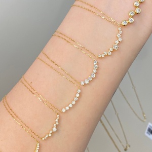 Collier Xinfly en or massif 18 carats avec diamant naturel, pendentif barre incurvée AU750, bijoux de luxe pour femmes, cadeau de mariage - Product Image 1