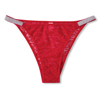 Celana Dalam Wanita Model Thong Bahan Nilon Katun Multiwarna dengan Renda Bunga Transparan Tipis Warna Perak Pinggang Rendah Cepat Kering