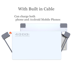 Vente en gros de chargeur rapide pour <span class=keywords><strong>téléphone</strong></span> portable extérieur et pour la maison format carte de <span class=keywords><strong>crédit</strong></span> Mini banque d'alimentation portable 4000mah avec câbles intégrés - Product Image 2