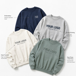 Sweat-shirt à col rond pour homme avec logo personnalisé, unisexe, vente en gros, streetwear haut de gamme, pull en molleton uni, tailles S-4XL, vert sauge, ébène - Product Image 2