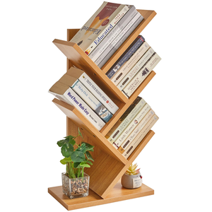 Contemporary Bamboo Wood Eco-friendly 4-Tier Free-Standing Bookcase Rack Living Room Furniture Organizer Customized Color for - Product Image 1