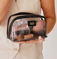 Sac à maquillage portable de luxe en PVC translucide avec logo personnalisé, résistant à l'eau, grand format, fermeture éclair transparente, sac cadeau cosmétique