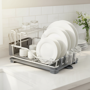 Égouttoir à vaisselle <span class=keywords><strong>double</strong></span> niveau moderne en aluminium, de type sur pied, durable et multifonctionnel, pour table de cuisine carrée - Product Image 4