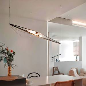 Lámpara Colgante Moderna de Diseño Minimalista con Tiras de Vidrio y Acero Inoxidable para Comedor - Product Image 4