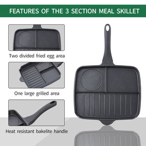 Non-stick Die Cast Aluminum Home Cooking 3 Section Compartment <strong>Grill</strong> Frying <strong>Pan</strong> - Product Image 2