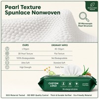 Lingettes pour animaux de compagnie Premium 100% Viscose gaufrées effet perle, 60 lingettes, couvercle rabattable, 60 g/m² ultra-épaisses, formule personnalisée sans alcool, OEM, marque privée