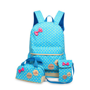 Custom High Quality Rucksack Backpack Polka Dot Printing <b>School</b> Bag Canvas <b>Pencil</b> Bag Three Bag Set <b>School</b> Backpack Teenage - Product Image 6