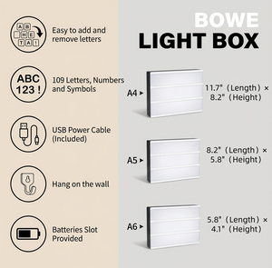 Boîte à lumière noire pour cinéma, format A4, tableau lumineux à messages modifiable avec 260 lettres et symboles pour festivals, anniversaires, mariages et fêtes - Product Image 3