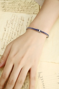 Anster Precio de Fábrica Pulsera de Tenis de Zafiro de Moda con Piedra <span class=keywords><strong>Mian</strong></span> de Forma Redonda de 7.5ct/7.85ct/8.5ct, Joyería S925, Personalizada - Product Image 5