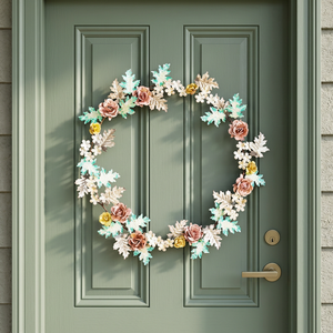 Rustic Handmade Metal Christmas Wreath With <b>Snowflakes</b> And Flowers Round <b>Decorative</b> Wreaths Unlit Single-piece Package - Product Image 3