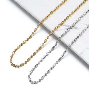 Cadena de cuentas de acero inoxidable con forma de bambú, color oro y plata, 405 piezas, collar básico para joyería de moda. - Product Image 1