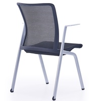 Chaise de bureau pliable empilable à dossier en maille et accoudoirs en plastique, design moderne pour salles de conférence et bibliothèques