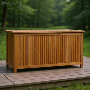 Caja de Almacenamiento para Patio de Madera Maciza Color Marrón Teca, 44.9x19.7x22.8, Almacenamiento Exterior Rectangular Tipo Vertical - Product Image 2