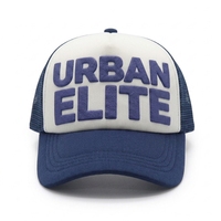 Gorra Trucker Personalizada con Estampado de Burbujas en Vinilo, para Adultos y Niños, de 5 Paneles, Clásica, con Cierre a Presión, Azul Marino, de Espuma y Malla