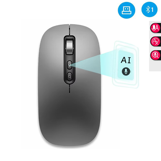 AI Smart Voice Mouse Rechargeable 2.4G BT Wireless Mouse AI Intelligent Mouse for Translation Speaking and Typing