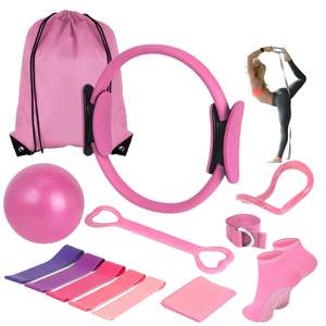 Kit de Pilates Ecológico de 13 Piezas con Pelota de Yoga, Banda de Resistencia, Círculo de Pilates, Calcetines de Fitness y Accesorios en Bolsa - Product Image 1