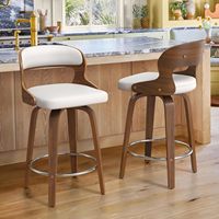 Tabouret de bar moderne du milieu du siècle, pivotant, rembourré en cuir polyuréthane, avec dossier, adapté aux bars à domicile