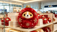 Peluche de chien de Noël ronde, confortable, design personnalisé, jouet en peluche pour les enfants, cadeau de Noël