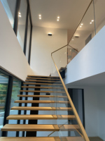 Vente en gros personnalisée Weijia Escaliers en verre 3D à double faisceau élégants et modernes en bois en spirale pour la maison ou le bureau