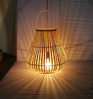 Classique Style asiatique LED électrique bambou suspension lampe lumière tambour abat-jour rotin tissé croix pour la maison chambre éclairage lampes de Table