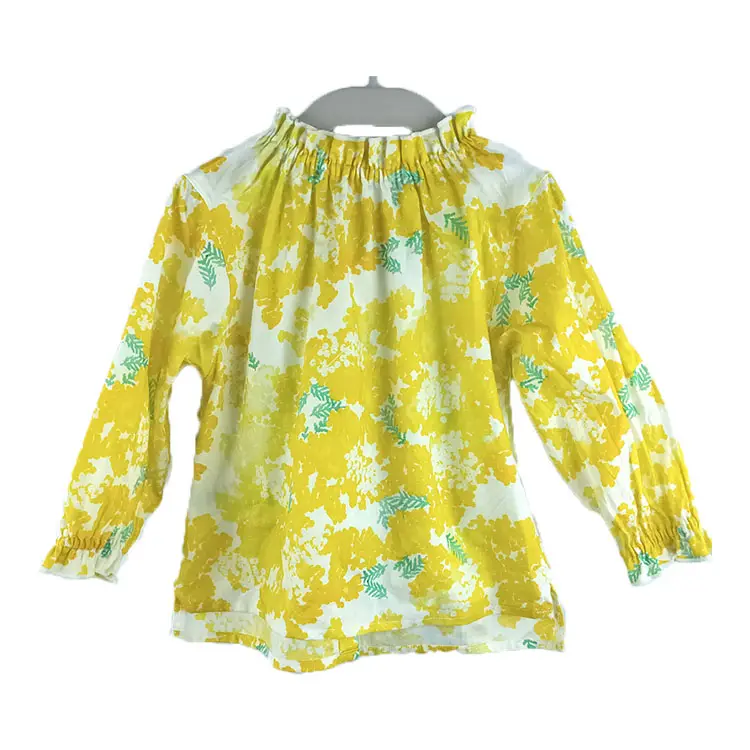 Spring Summer Long Sleeve Tops Pullover Shirt Floral Ruffle Girls Blouse