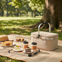 Panier isotherme PE moderne et minimaliste pour pique-nique en extérieur, pliable et portable, pour camping, refroidisseur de bière et de boissons, grande capacité, avec compartiment pour glaçons