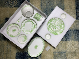 European Luxury Bone China Charger Plate 41pcs Green Porcelain Plant Stocked Dinner <b>Set</b> <b>for</b> Home Wedding Coffee Restaurants - Product Image 2
