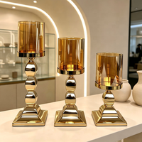 Porte-bougie Hurricane, élégant chandelier à tige haute, bougie pilier en option, taille et finition personnalisables pour table de mariage et décoration intérieure