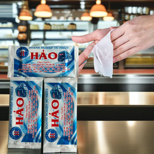 Custom Printed Eco-Friendly Disposable Restaurant <b>Wet</b> Tissue <b>Wipes</b> Mini Single Piece Nonwoven Cleaning <b>Wet</b> - Product Image 4