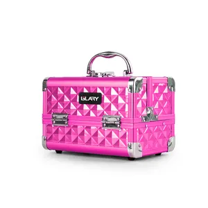 Glary Draagbare Make-Up Train Case Met Spiegel Make-Up Make-Up Case Met Slot Multi-Functionele Aluminium Kapper Make-Up Doos